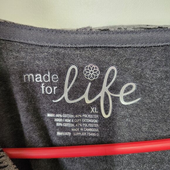Made for Life Women’s Hooded Sweater Size XL Gray Long Sleeve Lightweight NWT - Picture 3 of 8
